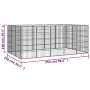 Hundbur 16-paneler svart 50x100 cm pulverlackerat stål
