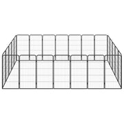 Hundbur 24-paneler svart 50x100 cm pulverlackerat stål