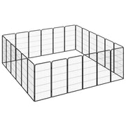 Hundbur 24-paneler svart 50x100 cm pulverlackerat stål