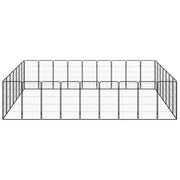 Hundbur 32 paneler svart 50x100 cm pulverlackerat stål