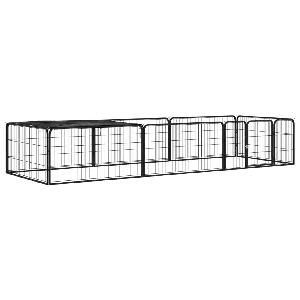 Hundbur 8 paneler svart 100x50 cm pulverlackerat stål