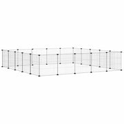 Hundgård svart 20 paneler 175x175x35 cm stål