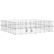 Hundgård svart 60 paneler 280x245x70 cm stål