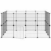Hundgård svart 28 paneler 140x105x70 cm stål