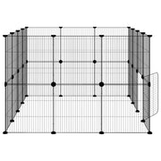 Hundgård svart 28 paneler 140x105x70 cm stål