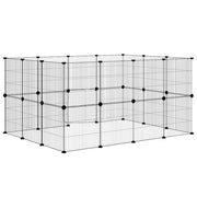 Hundgård svart 28 paneler 140x105x70 cm stål