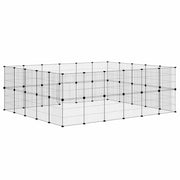 Hundgård svart 44 paneler 210x175x70 cm stål