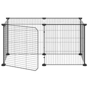 Husdjursbur svart 8 paneler 70x35x35 cm stål