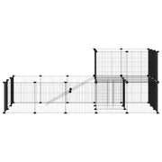 Hundgård svart 36 paneler 175x105x70 cm stål
