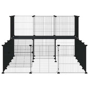 Hundgård svart 36 paneler 175x105x70 cm stål