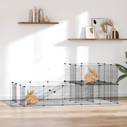 Hundgård svart 36 paneler 175x105x70 cm stål