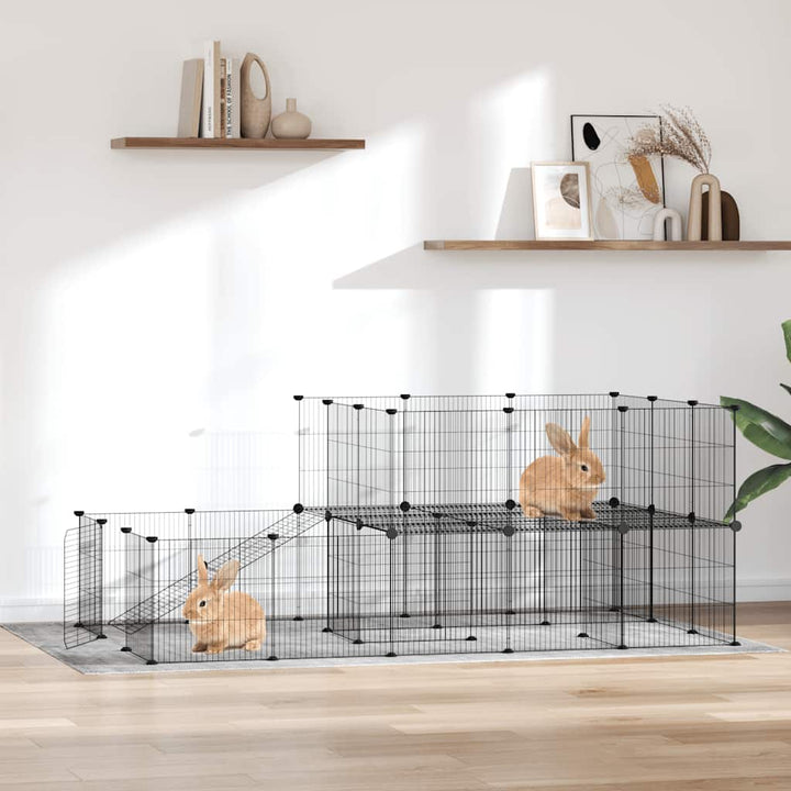 Hundgård svart 44 paneler 175x105x70 cm stål