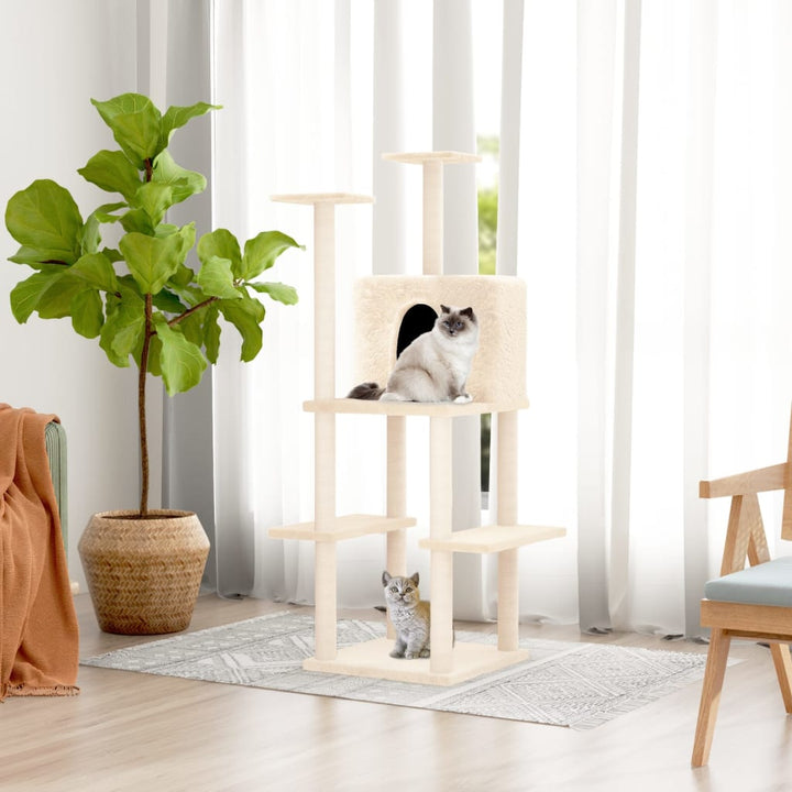 Katträd med klöspelare sisal gräddvit 144,5 cm