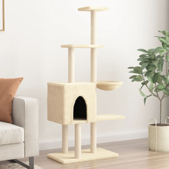 Katträd med klöspelare sisal gräddvit 145 cm