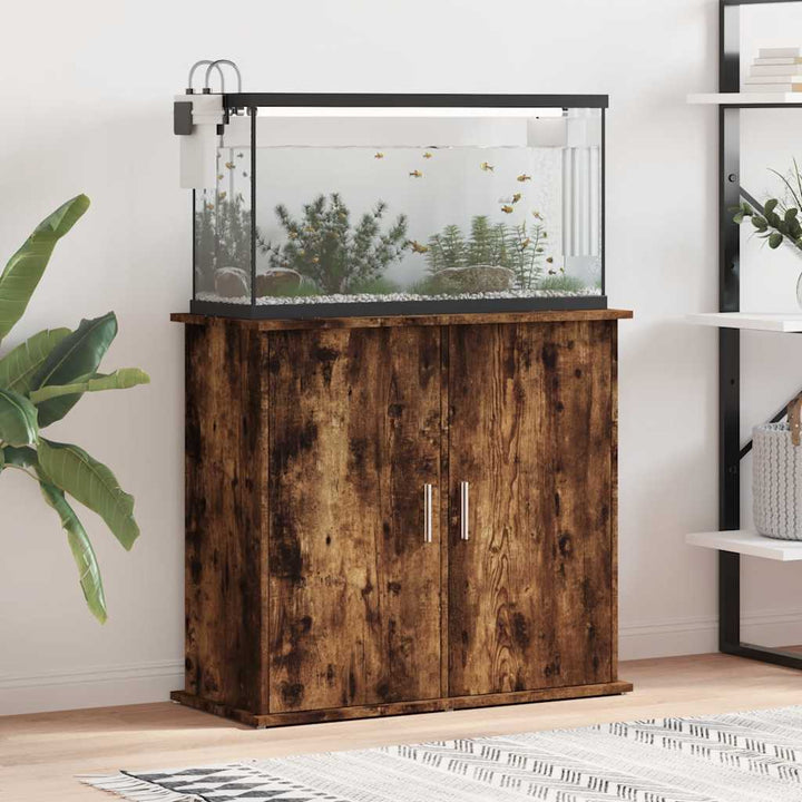 Akvariebänk rökfärgad ek 81x36x73 cm konstruerat trä