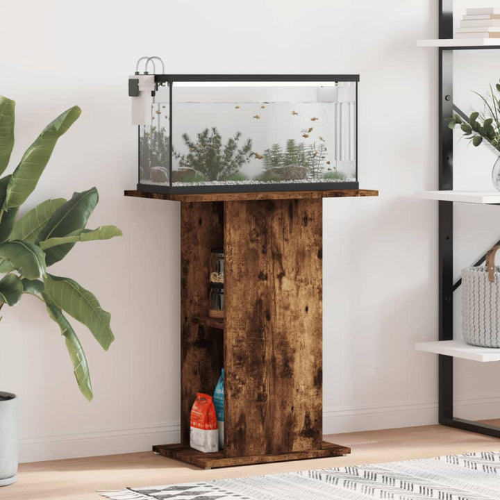 Akvariebänk rökfärgad ek 60,5x36x72,5 cm konstruerat trä