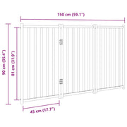 Hundgrind hopfällbar 3 paneler 150 cm massivt trä gran