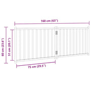 Hundgrind hopfällbar 2 paneler svart 160 cm massivt granträ