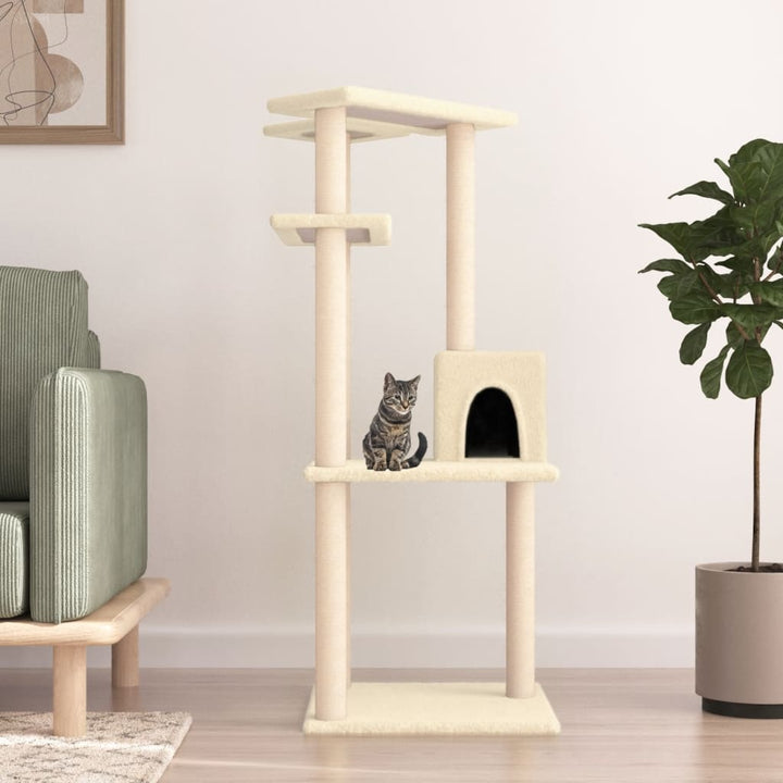 Klösträd med sisalpelare gräddvit 123 cm