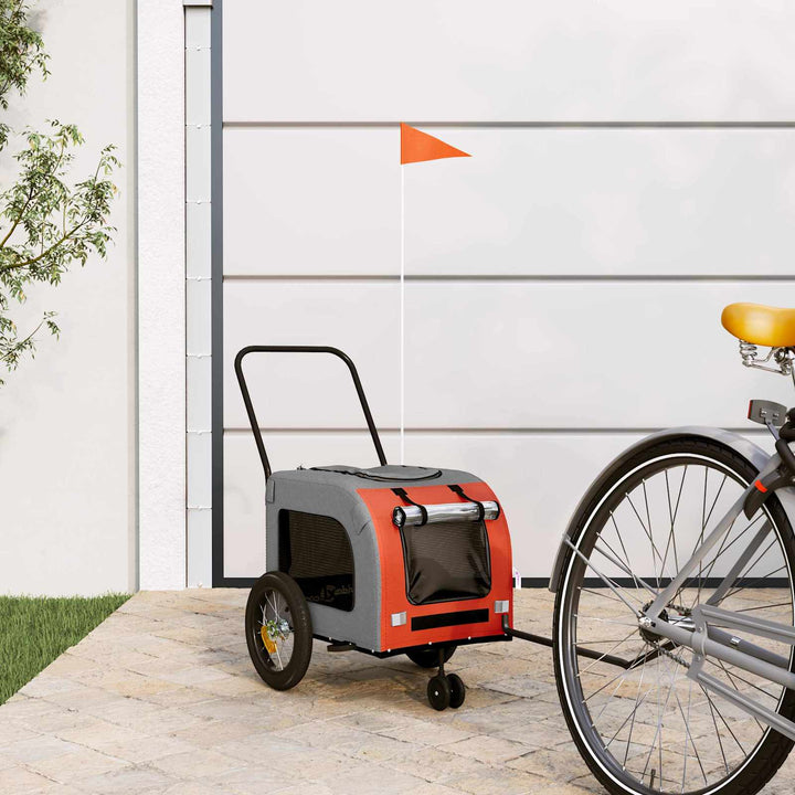 Cykelkärra för husdjur Orange och Grå 125 x 53 x 54 cm