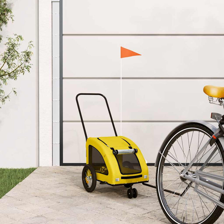 Cykelvagn för djur gul oxfordtyg och järn