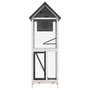 Fågelhus grå 60x58,5x160 massiv furu