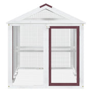 Utomhusbur brun 141x94x104 cm massiv furu