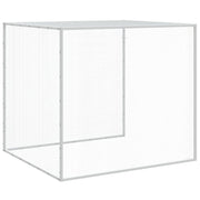 Hönsbur med tak ljusgrå 203x98x90 cm galvaniserat stål