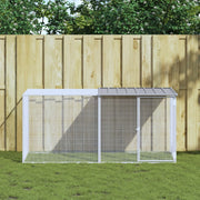 Hönsbur med tak ljusgrå 203x98x90 cm galvaniserat stål