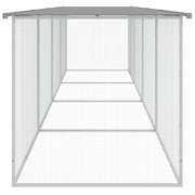 Hönsbur med tak ljusgrå 403x98x90 cm galvaniserat stål