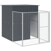 Hundkoja med gård antracit 165x659x181 cm galvaniserat stål