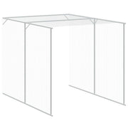 Hönshus med gård ljusgrå 165x455x181 cm galvaniserat stål