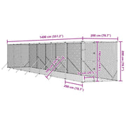 Hundgård för utomhusbruk silver 2x14x2 m galvaniserat stål