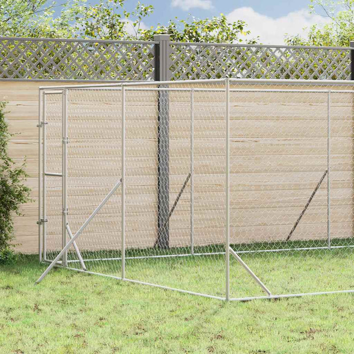 Hundgård för utomhusbruk silver 4x8x2 m galvaniserat stål