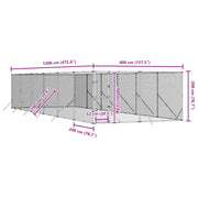 Hundgård för utomhusbruk silver 4x12x2 m galvaniserat stål