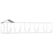 Hundgård med tak silver10x2x2,5 m galvaniserat stål