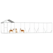 Hundgård med tak silver10x2x2,5 m galvaniserat stål