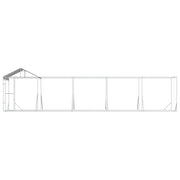 Hundgård med tak silver10x2x2,5 m galvaniserat stål