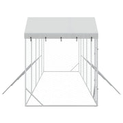 Hundgård med tak silver10x2x2,5 m galvaniserat stål