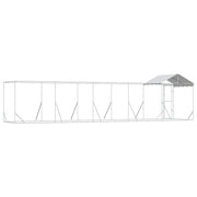 Hundgård med tak silver10x2x2,5 m galvaniserat stål