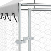 Hundgård med tak silver10x2x2,5 m galvaniserat stål
