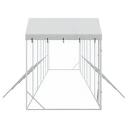 Hundgård med tak silver 14x2x2,5 m galvaniserat stål
