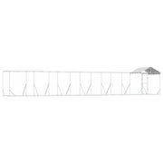 Hundgård med tak silver 14x2x2,5 m galvaniserat stål