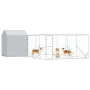 Hundgård med tak silver 6x6x2,5 m galvaniserat stål