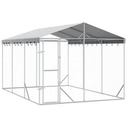 Hundgård med tak silver 3x4,5x2,5 m galvaniserat stål