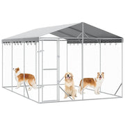 Hundgård med tak silver 3x4,5x2,5 m galvaniserat stål