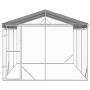 Hundgård med tak silver 3x4,5x2,5 m galvaniserat stål