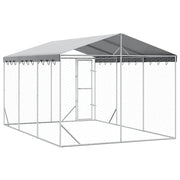 Hundgård med tak silver 3x4,5x2,5 m galvaniserat stål