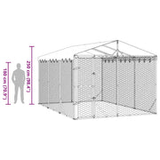 Hundgård med tak silver 3x4,5x2,5 m galvaniserat stål