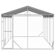 Hundgård med tak silver 3x6x2,5 m galvaniserat stål